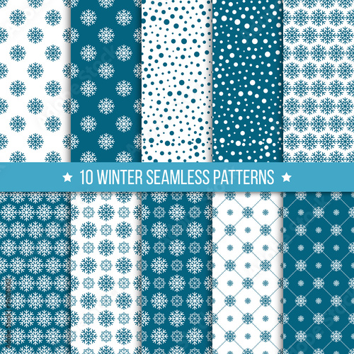 Monochrome seamless pattern with snowflakes