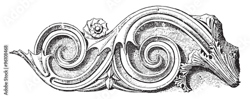 Ornament choragic monument of lysicrates, in Athens, vintage eng