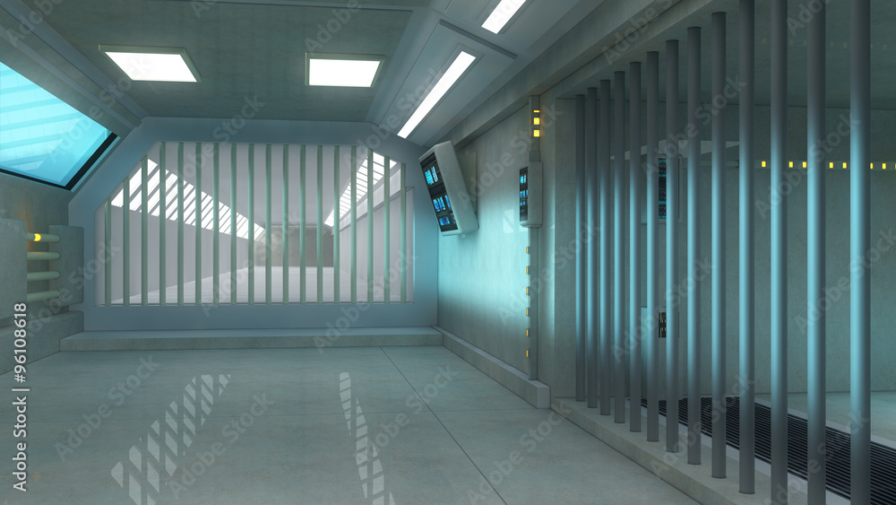 3d futuristic interior jail