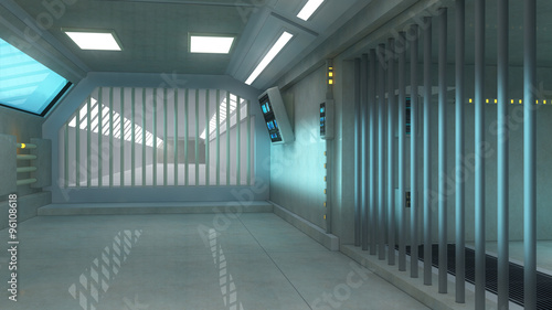 3d futuristic interior jail © Miguel Aguirre