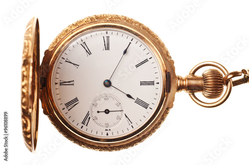 antique pocket watch isolated on white background