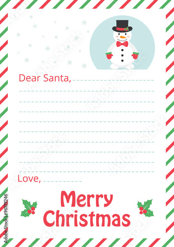 letter to santa with snowman