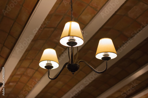 Ceiling lamps in the restaurant