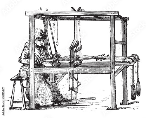Loom, vintage engraving.
