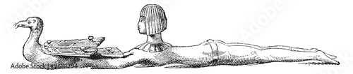Ancient Egyptian sculpture, vintage engraving.
