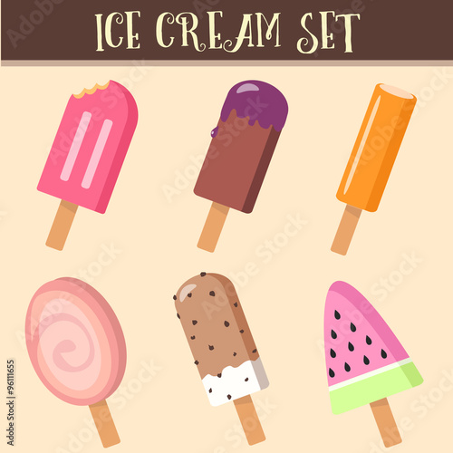  ice cream flat design set 