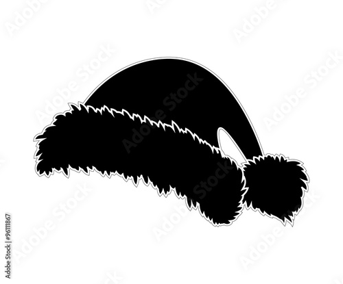 Santa hat, Christmas cap icon, symbol, silhouette. Winter vector illustration isolated on white background.