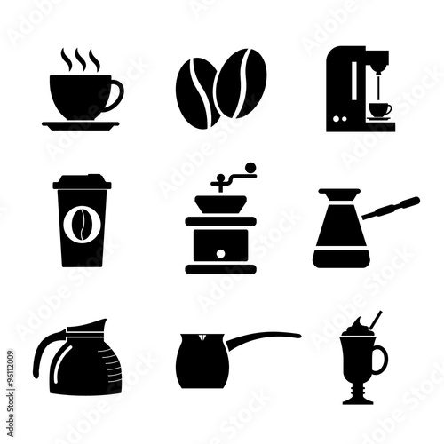 Coffee Icons.  Flat design style