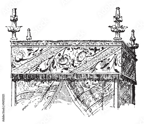 Canopy, vintage engraving.