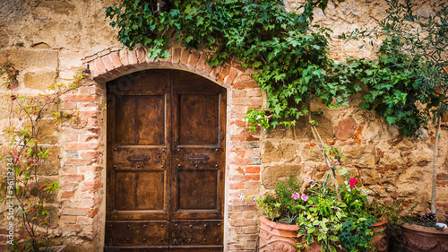 Old retro door in the Italian towns