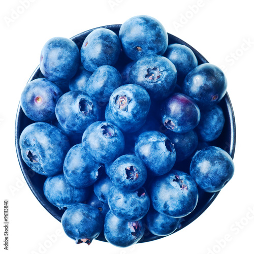 Japanese bowl with blueberries isolated