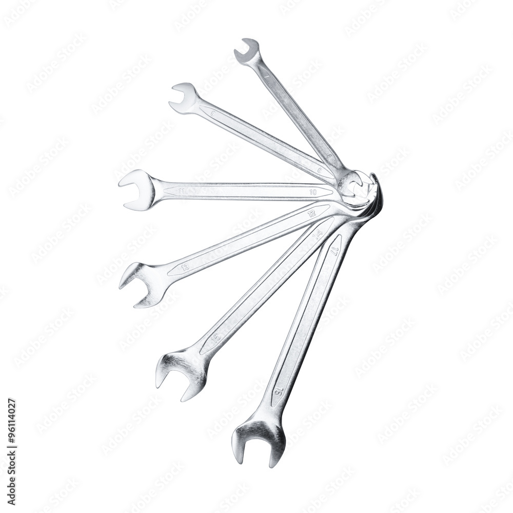 Set of spanners isolated on white background Set of spanners isolated on white background