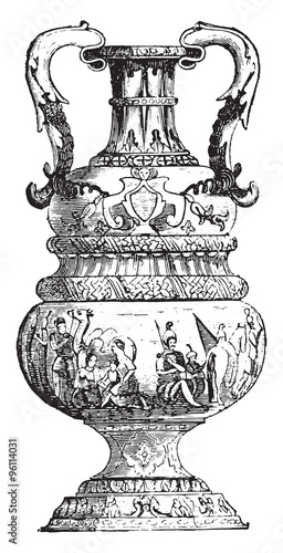 Large Vase of Delft, vintage engraving.