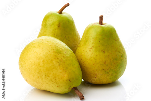 Three pears on white