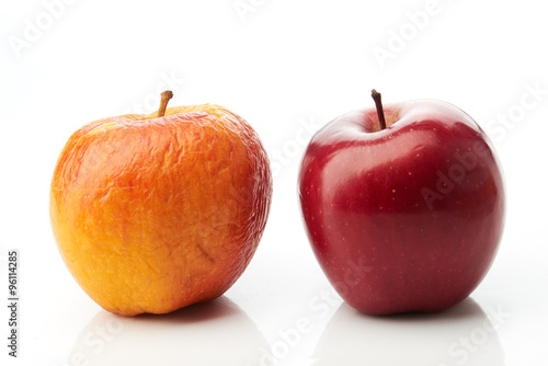 Young red and old yellow apples