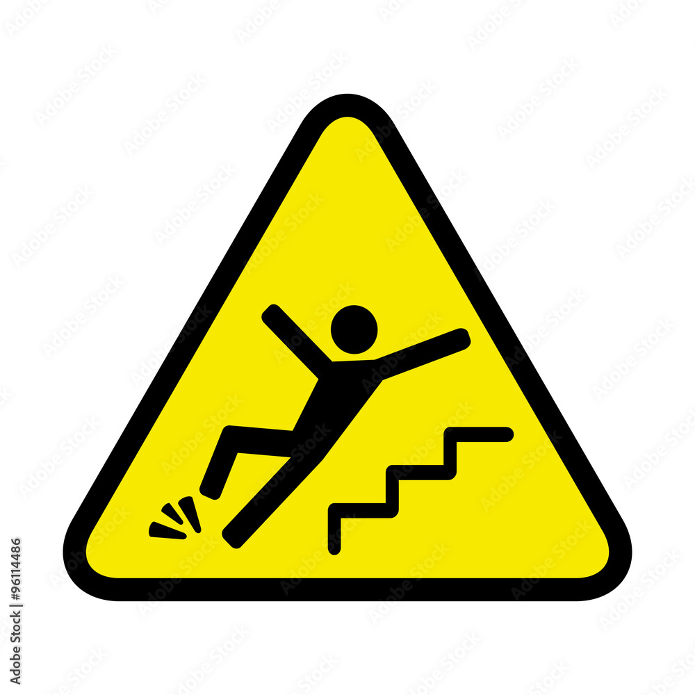 vector danger sign of a person falling down the stairs