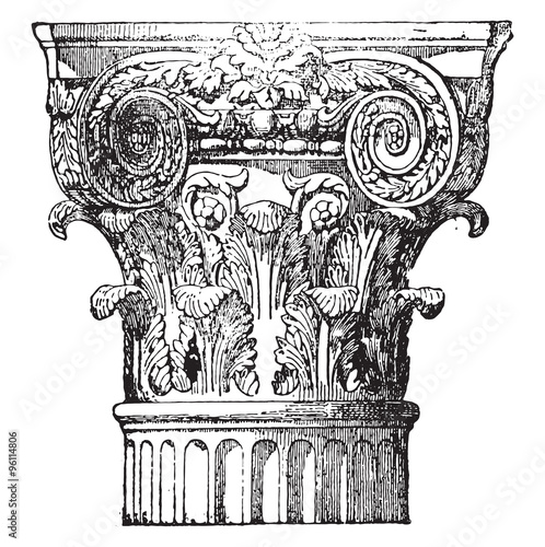 Composite capital, vintage engraving.
