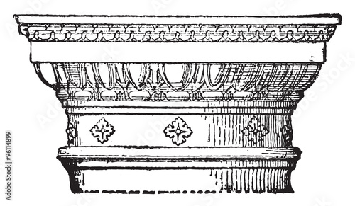 Capital of Renaissance period, vintage engraving.