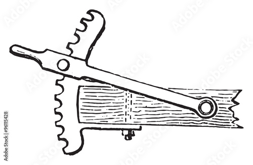 Obraz na płótnie Circular notches regulator for width, vintage engraving.