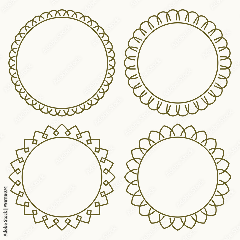 Set of 4 thin very simple stylish round decorative frames in mon