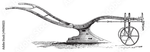 Plow basement Howard sole, vintage engraving.