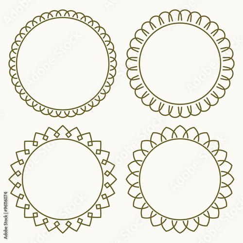 Set of 4 thin very simple stylish round decorative frames in mon