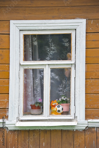 window in old wooden house in Suzdal  Russia