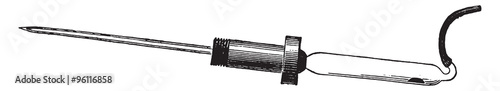 Gas tank and capillary tube; available for filling, vintage engr
