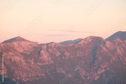 Landscape with the image of mountain sunset
