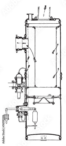 Separator and steam trap, Belleville system. View and cut, vinta