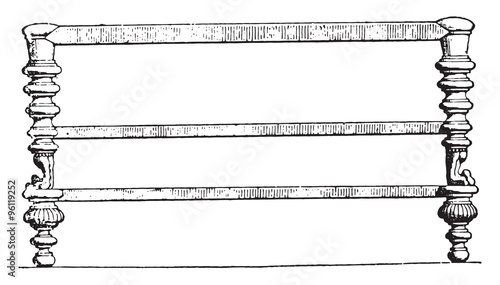 Persian cabinet, vintage engraving.