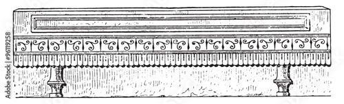 Lycian bed, vintage engraving.