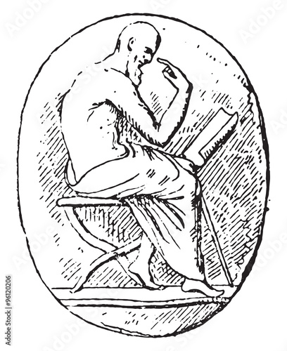 Reader, vintage engraving.