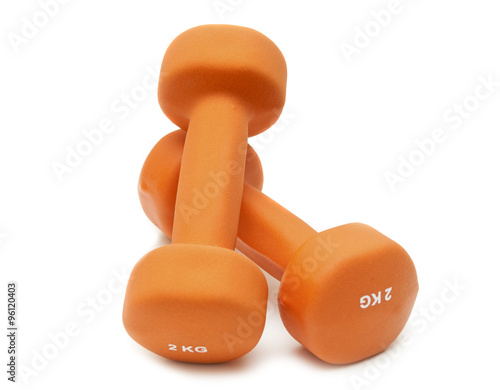 Two dumbbells on a white background isolated