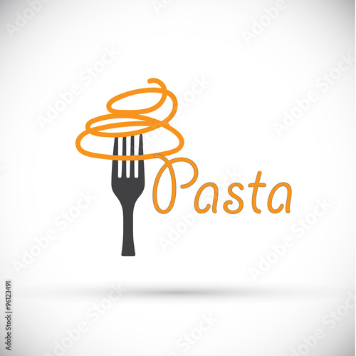 Vector logo fork with pasta