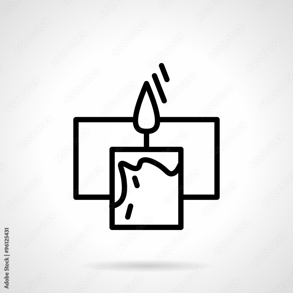 Black simple line candle with frame vector icon