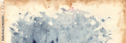 Vintage retro watercolor music sheet background texture grunge