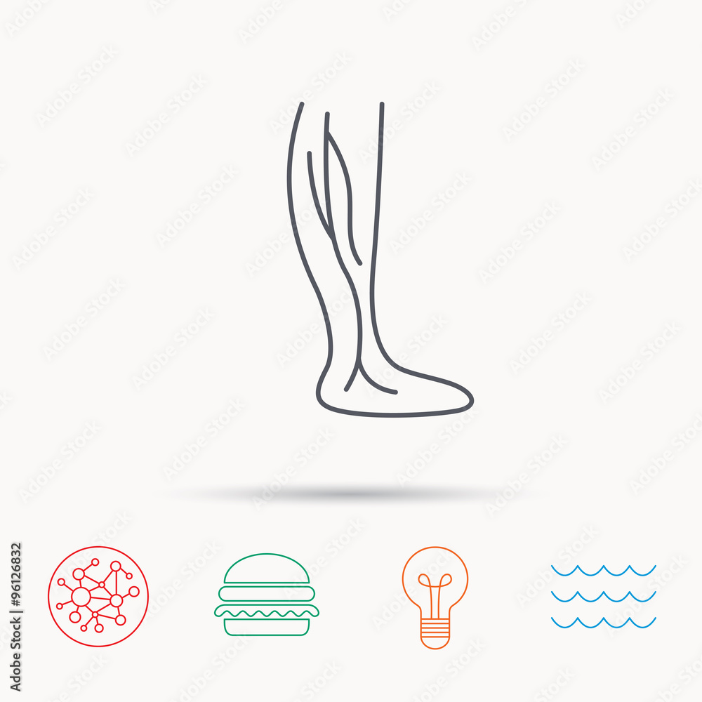 Fototapeta premium Phlebology icon. Leg veins sign.