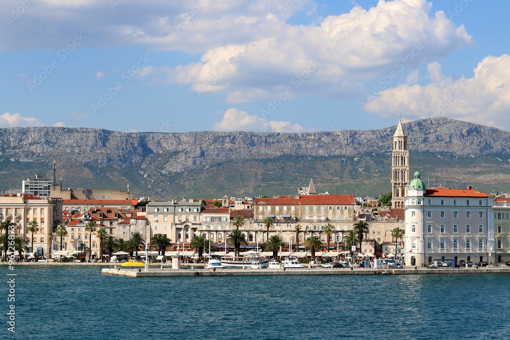 Waterfront in Split, Croatia. Split is famous touristic location and UNESCO World Heritage Site. 