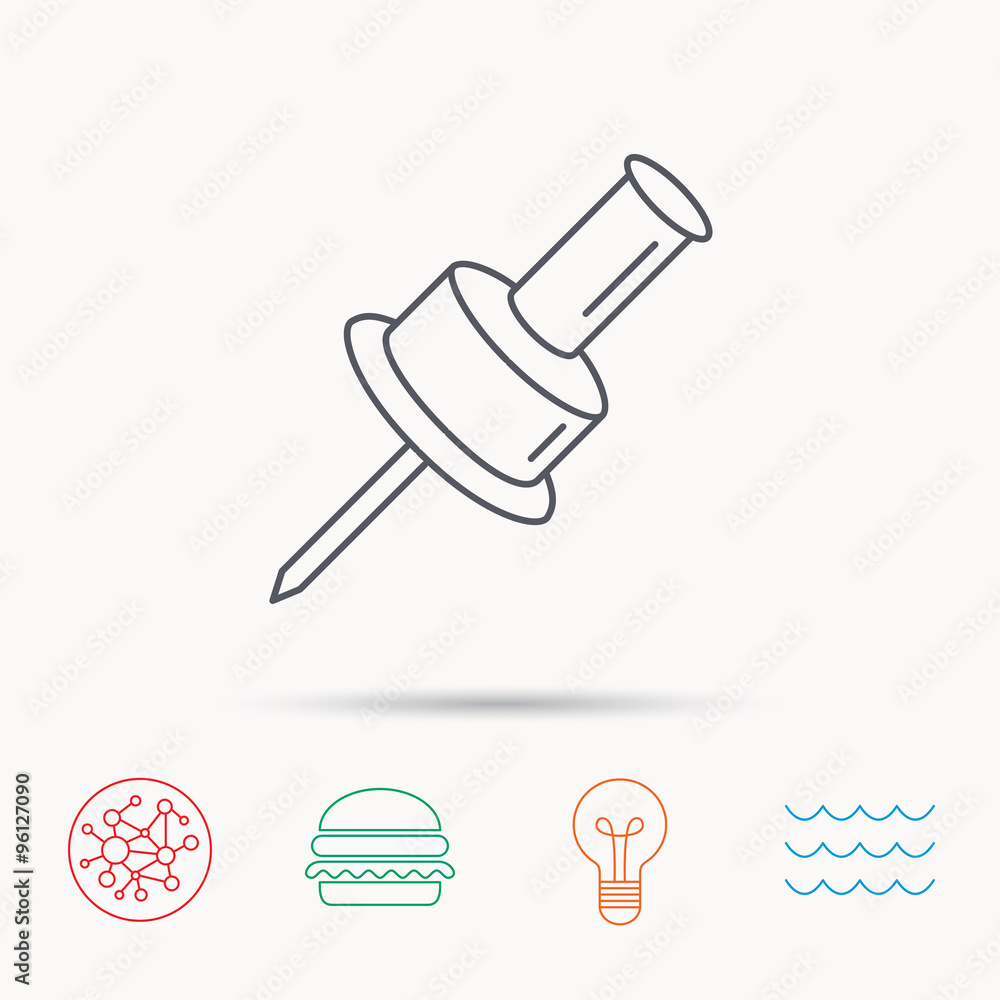 Pushpin icon. Pin tool sign. Pushpin icon. Pin tool sign.
