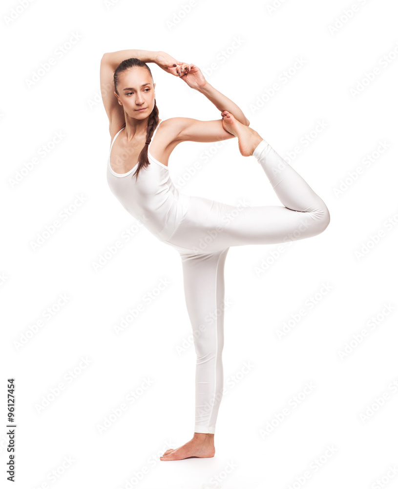 young beautiful woman yoga posing. isolated young beautiful woman yoga posing. isolated