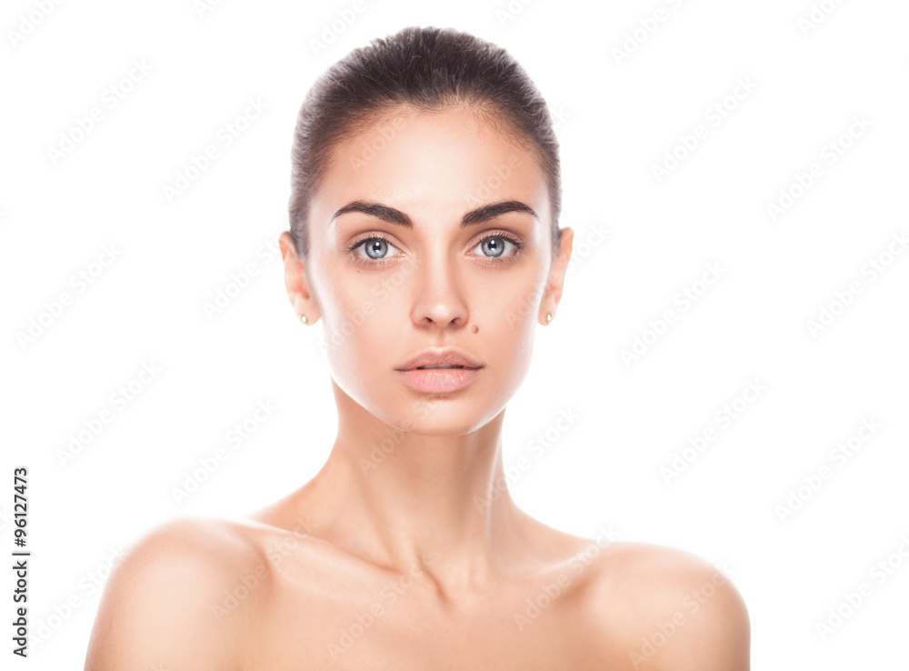 closeup portrait of young adult woman with clean fresh skin closeup portrait of young adult woman with clean fresh skin