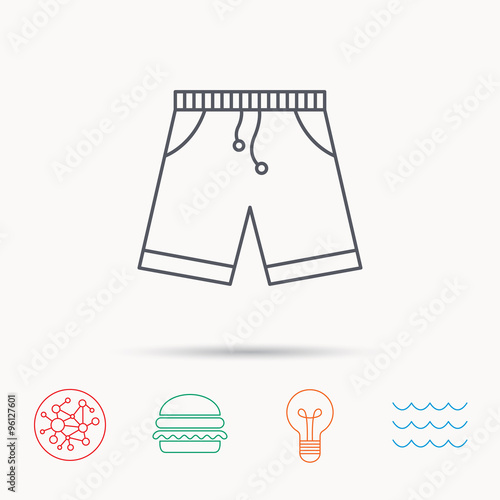 Shorts icon. Casual clothes shopping sign.