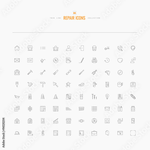 Repair icons. Line set for web and mobile