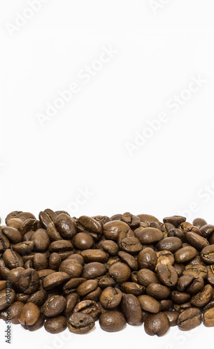 Macro of coffee beans On a blank page