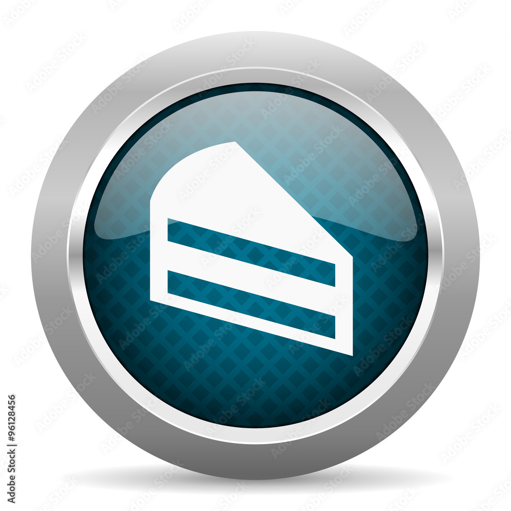 cake blue silver chrome border icon on white background cake blue silver chrome border icon on white background