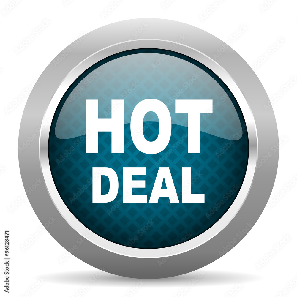 hot deal blue silver chrome border icon on white background hot deal blue silver chrome border icon on white background