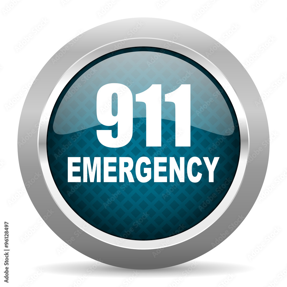 number emergency 911 blue silver chrome border icon on white background number emergency 911 blue silver chrome border icon on white background