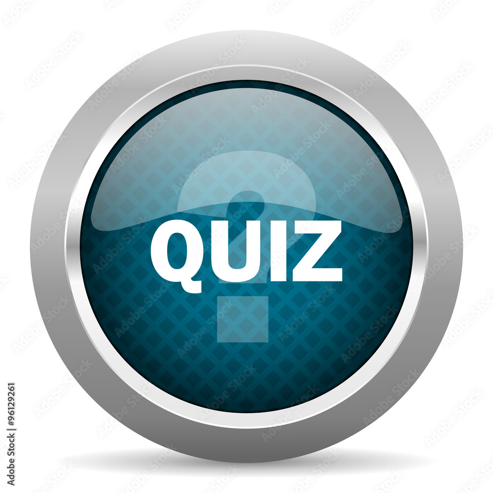 quiz blue silver chrome border icon on white background quiz blue silver chrome border icon on white background
