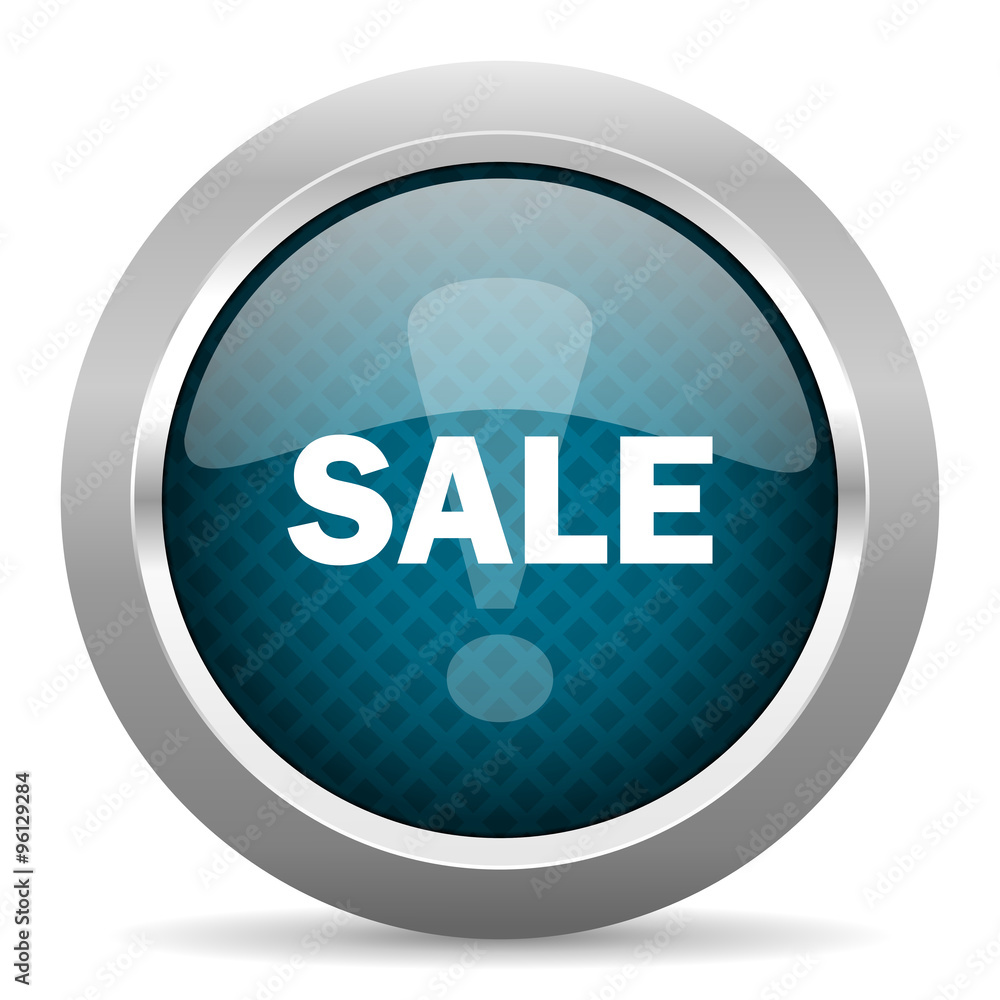 sale blue silver chrome border icon on white background sale blue silver chrome border icon on white background